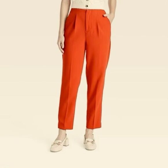 A New Day Spice Orange Pleated Front High Rise Stretch Pants - Picture 1 of 9